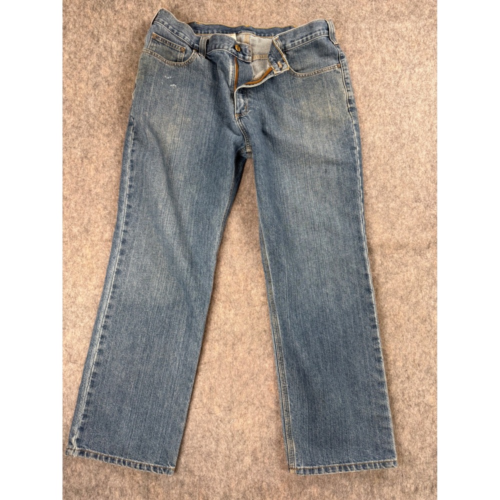 Carhartt Relaxed Fit Jeans Mens 38x30 Blue Medium Wash Denim Workwear 101483-980